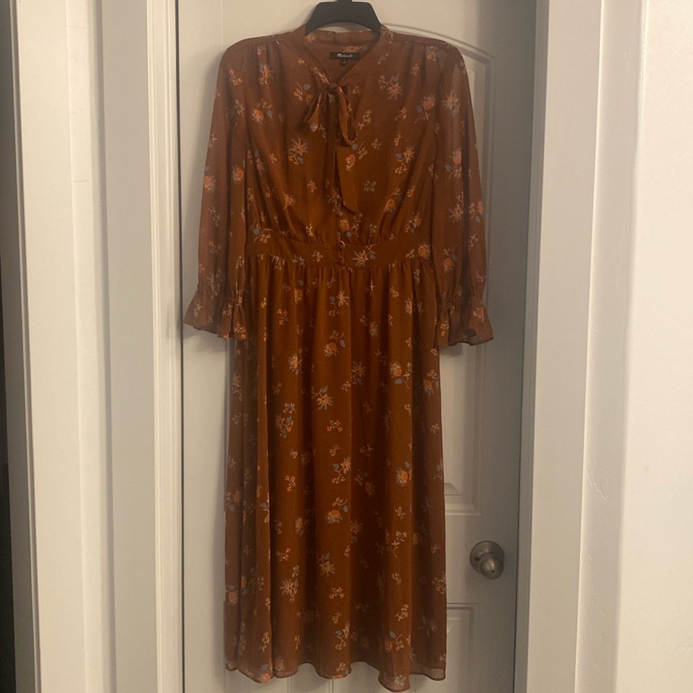 Madewell rust colored floral print dress